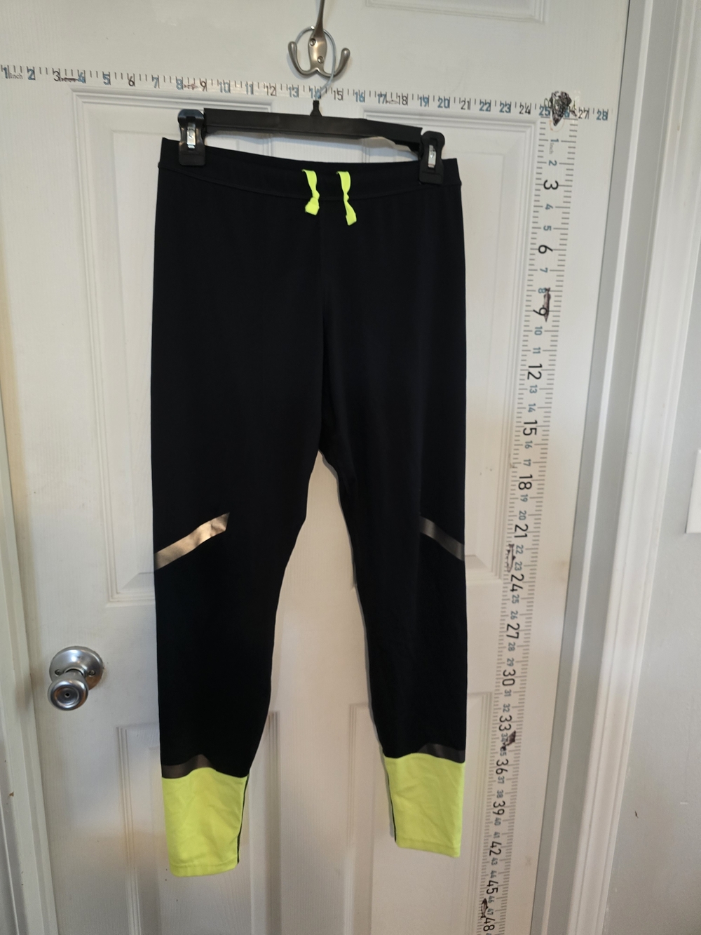 Brooks Black Leggings with Neon Yellow Accents